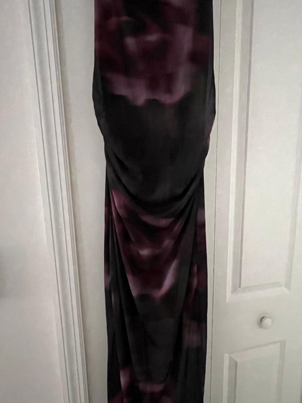 Elegant Black and Deep Plum Satin Evening Dress